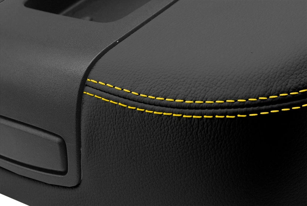 Leather Console Lid Armrest Cover for Chevrolet Tahoe (2007–2013) Yellow Stitch