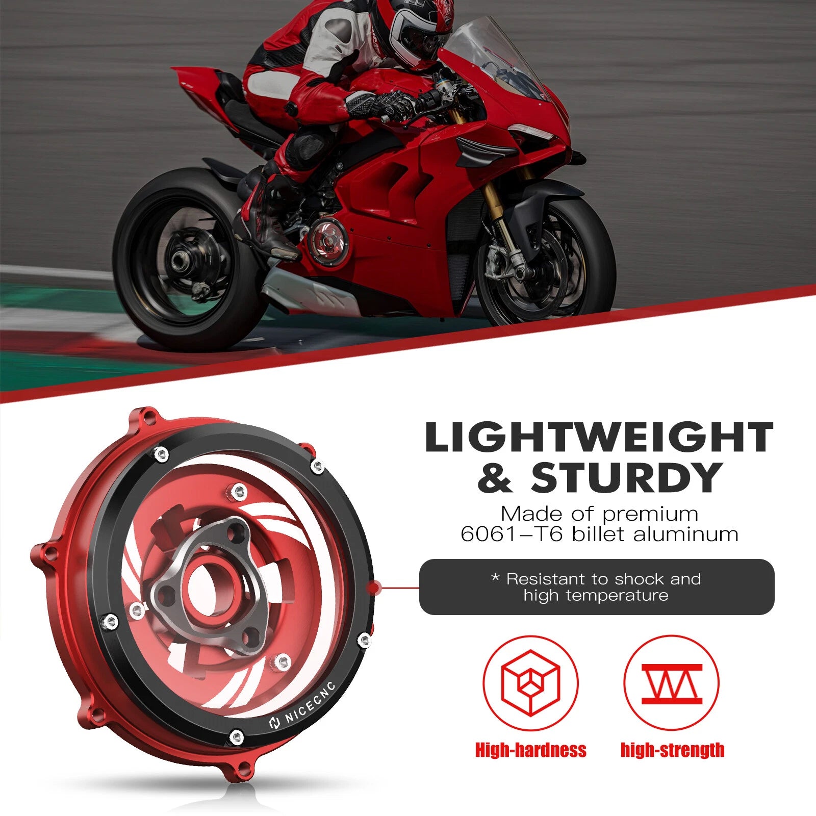 CNC Transparent Clutch Cover Pressure Plate Kit for Ducati Panigale V4 S (2018–2024)