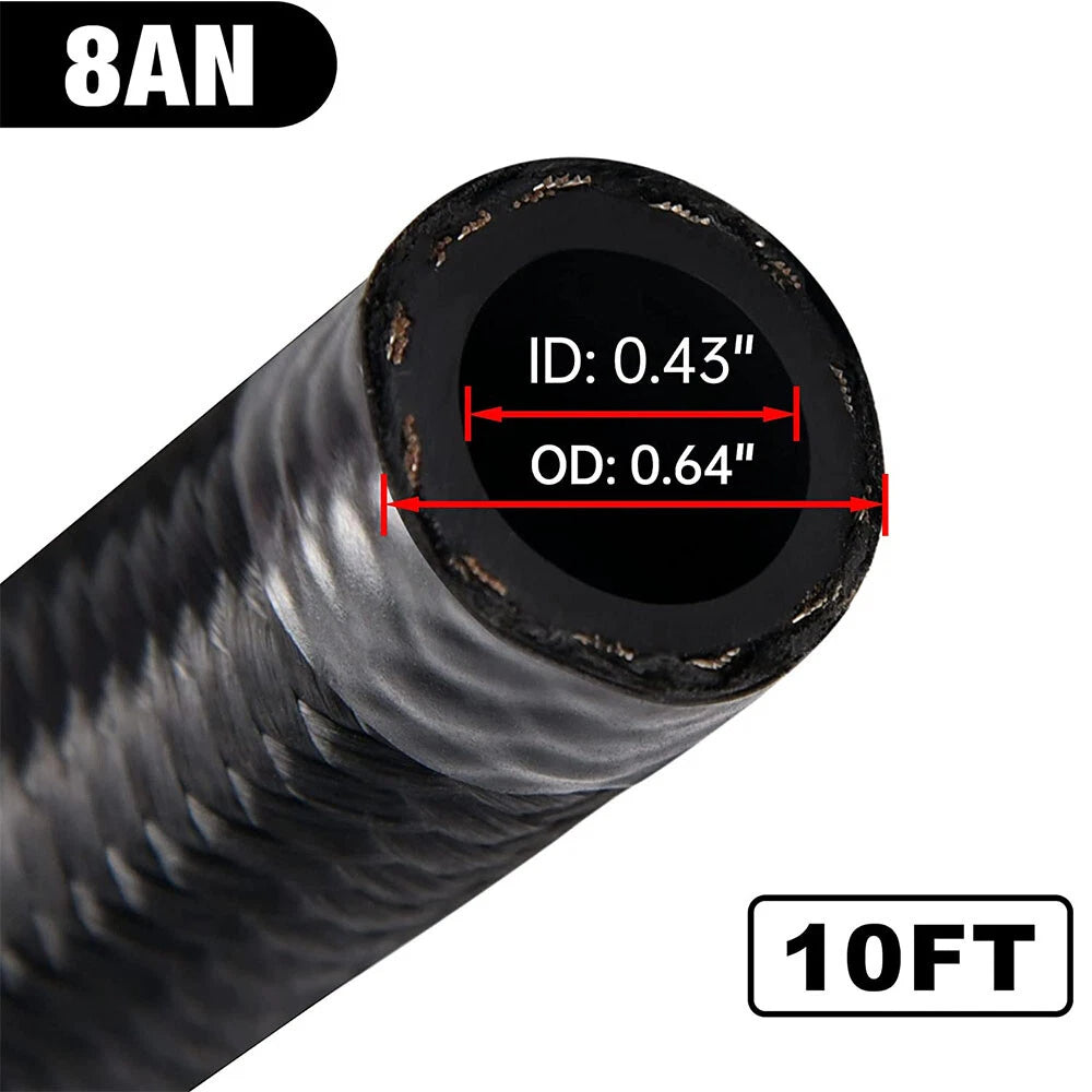 Braided Fuel Line Kit for Universal Vehicles (10FT, AN8)