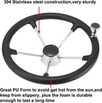 5 Spoke Steering Wheel for Boat Marine (13-1/2'', Black Foam Grip)