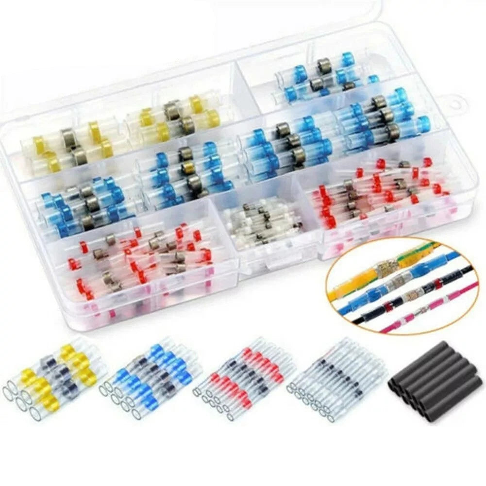 100pcs Waterproof Polyolefin Heat Shrink Butt Wire Connectors for Automotive