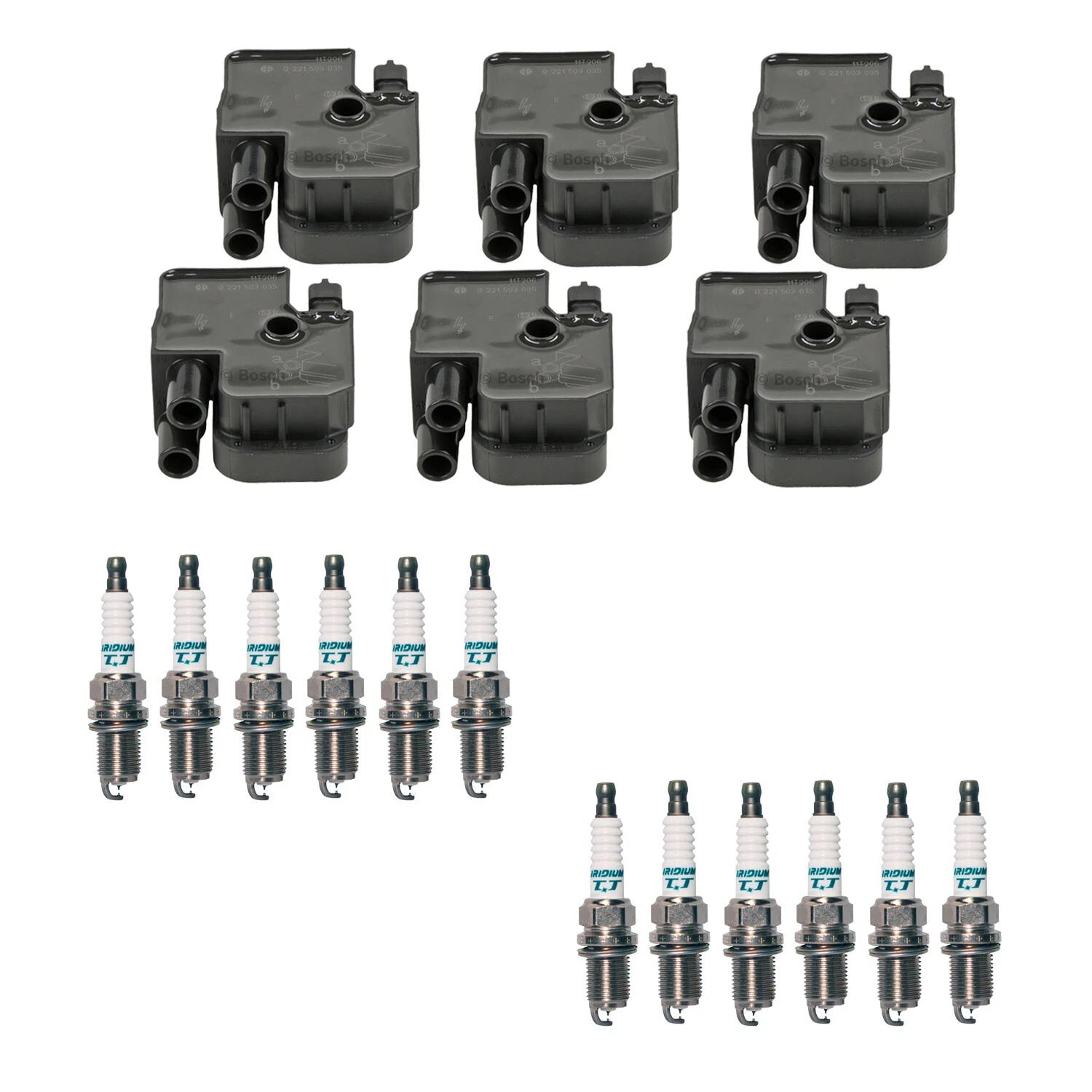 Set of 6 Ignition Coils & 12 Iridium TT Spark Plugs for W202 C208 V6