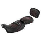Rider Passenger Seat & Backrest Pad for Harley Touring Street Road Glide (2009–2023)