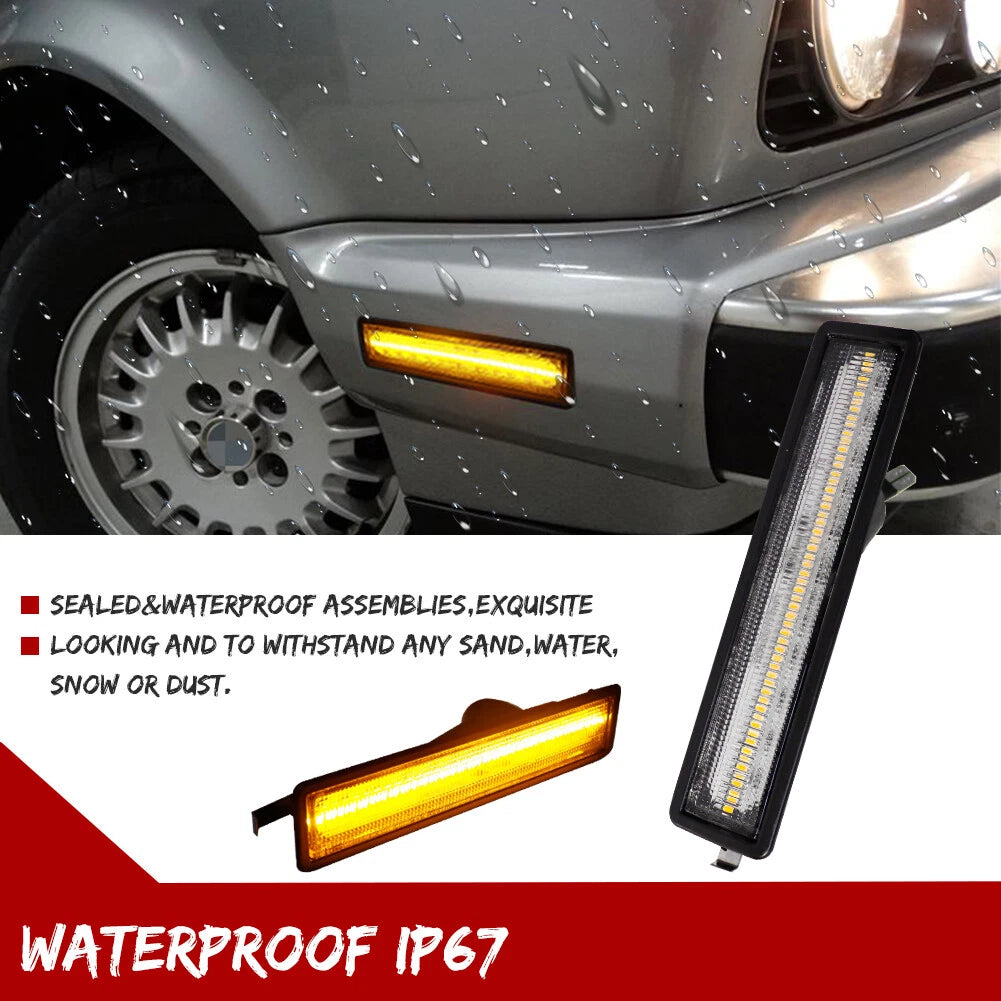 Clear Lens Amber Side Marker Lights for BMW E30 E34