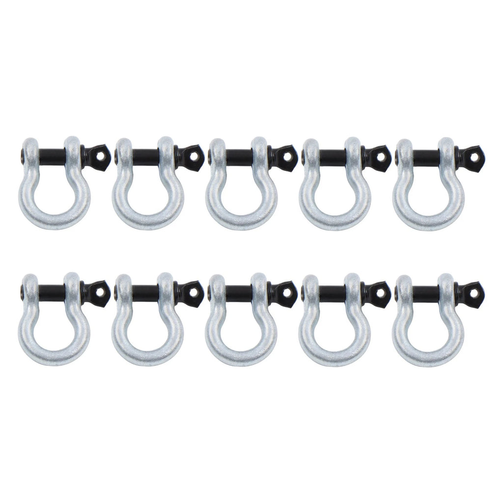 Set of 10 Bow-Shaped D Ring Anchor Shackles 3/8 Inch Silver