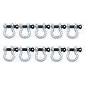 Set of 10 Bow-Shaped D Ring Anchor Shackles 3/8 Inch Silver