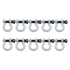 Set of 10 Bow-Shaped D Ring Anchor Shackles 3/8 Inch Silver