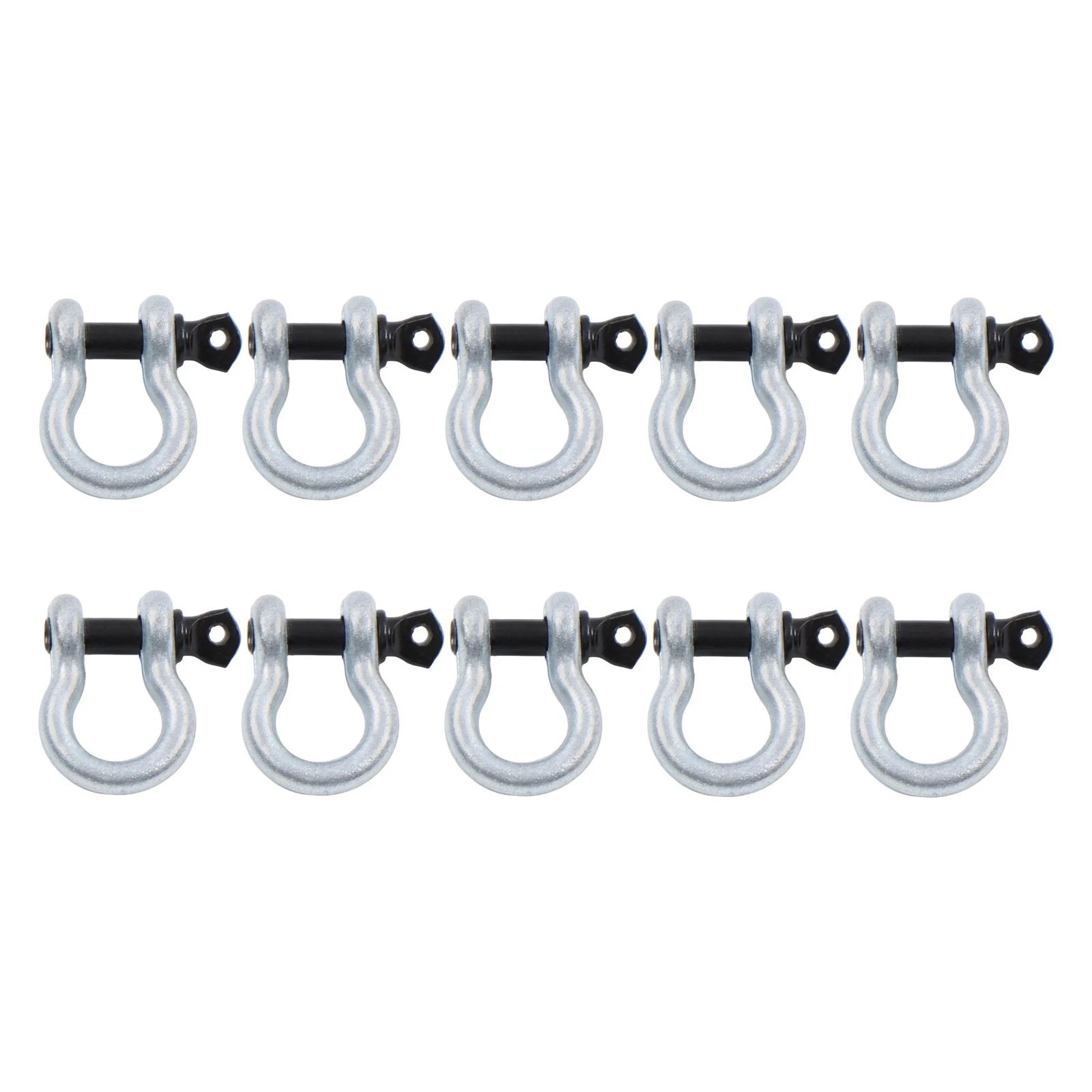 Set of 10 Bow-Shaped D Ring Anchor Shackles 3/8 Inch Silver