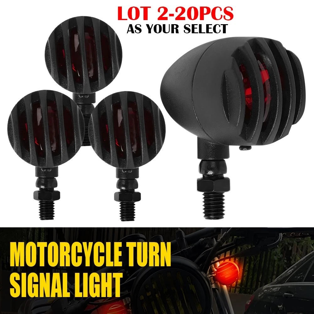 2X Turn Signal Lights for Motorcycle (12V) - Red Halogen Indicators