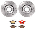 Brembo Front Brake Kit for Audi A4 Quattro (Drilled Xtra Disc Rotors, Ceramic Pads)