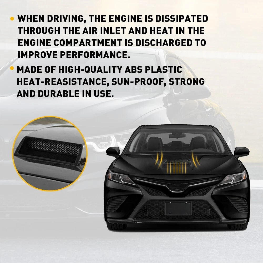 Hood Scoop for Universal Car SUV (Black Decorative Air Flow Intake)