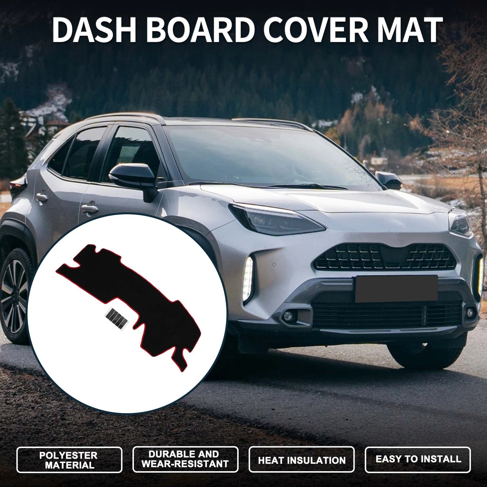Dashboard Cover Mat for Toyota Yaris Cross (2021–2023) - Black Red Set