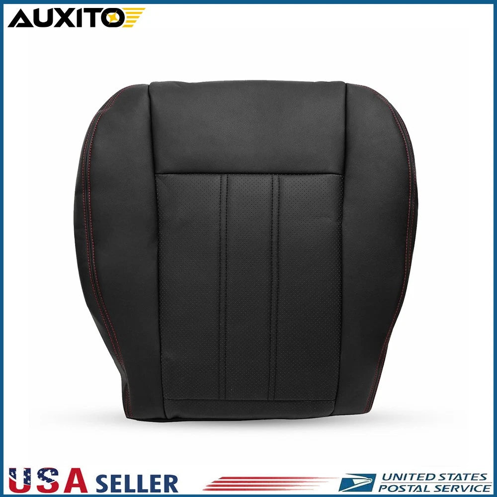 Left Front Bottom Seat Cover for Dodge Grand Caravan (2008–2020) Black Red Seam