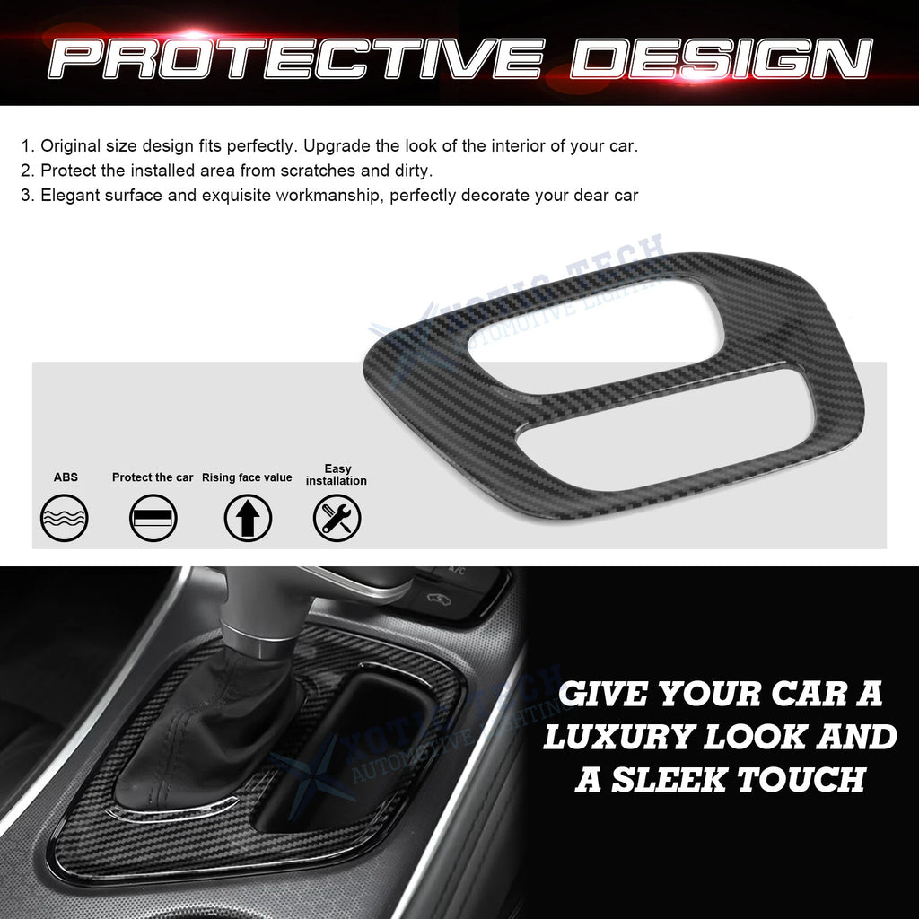 Carbon Fiber Style Gear Shift Media Frame Cover for Dodge Challenger (2015-2026)