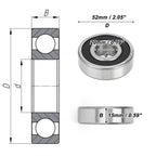 Deep Groove Ball Bearing 6304DDU for Scooter Skateboard (20x52x15mm)