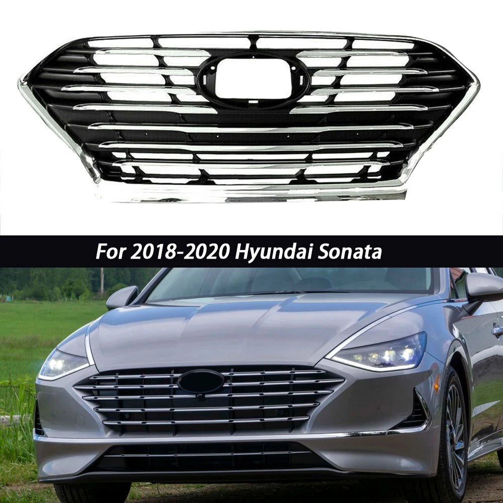 Front Bumper Grille for Hyundai Sonata (2018–2020) Chrome Replacement