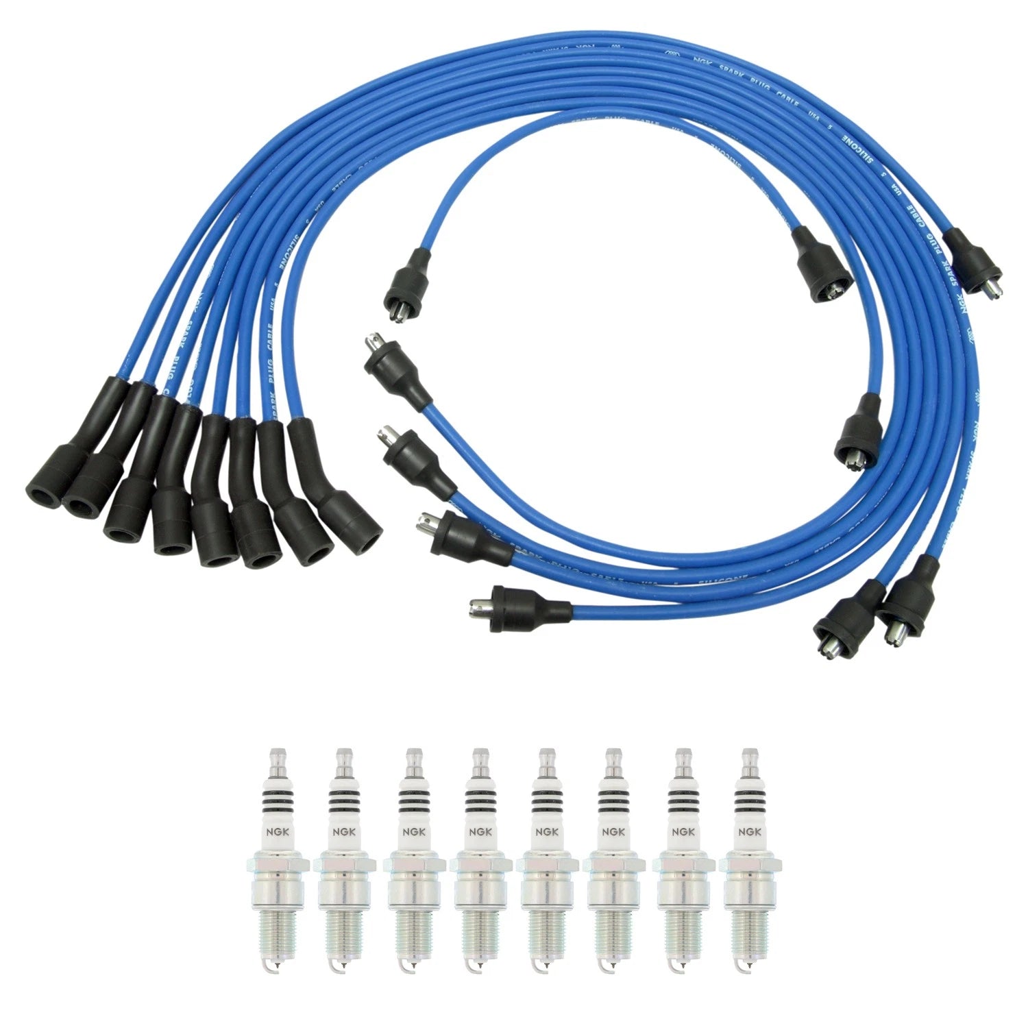 Set of 8 NGK Iridium IX Spark Plugs & Wire Set for Bel Air Biscayne Caprice (1965–1975)