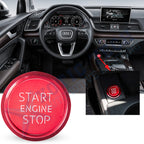 RS Style Red Keyless Start Engine Stop Cover with Decal Ring for Audi A4 (2010–2020)