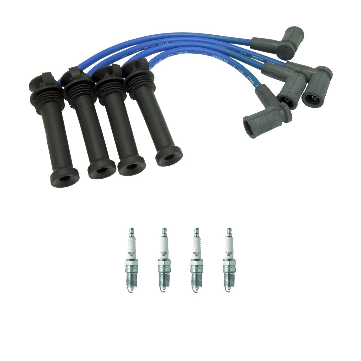 NGK 8mm Wire Set & 4 Nickel Spark Plugs for Ford Ranger Mazda B2300 (1998–2009)