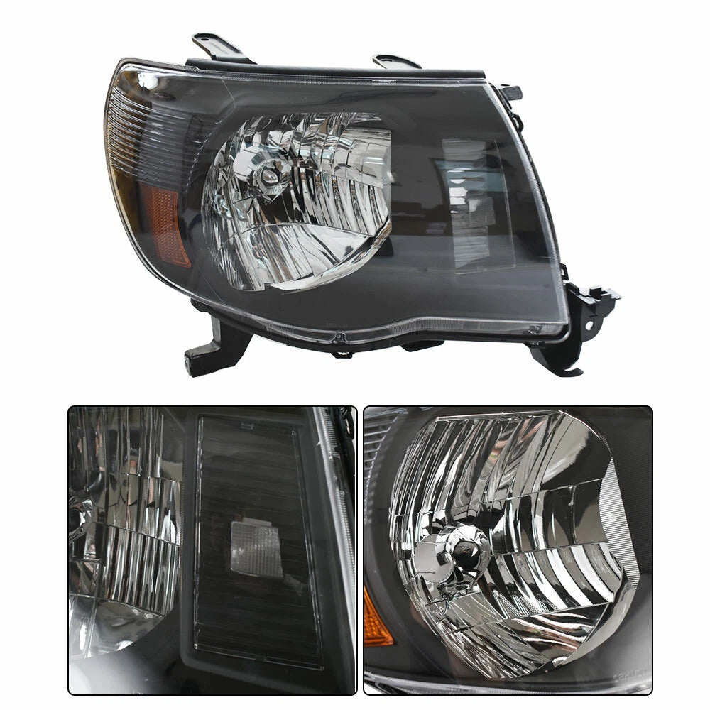Headlight Front Pair for Toyota Tacoma (2005–2011) Halogen Left+Right Black