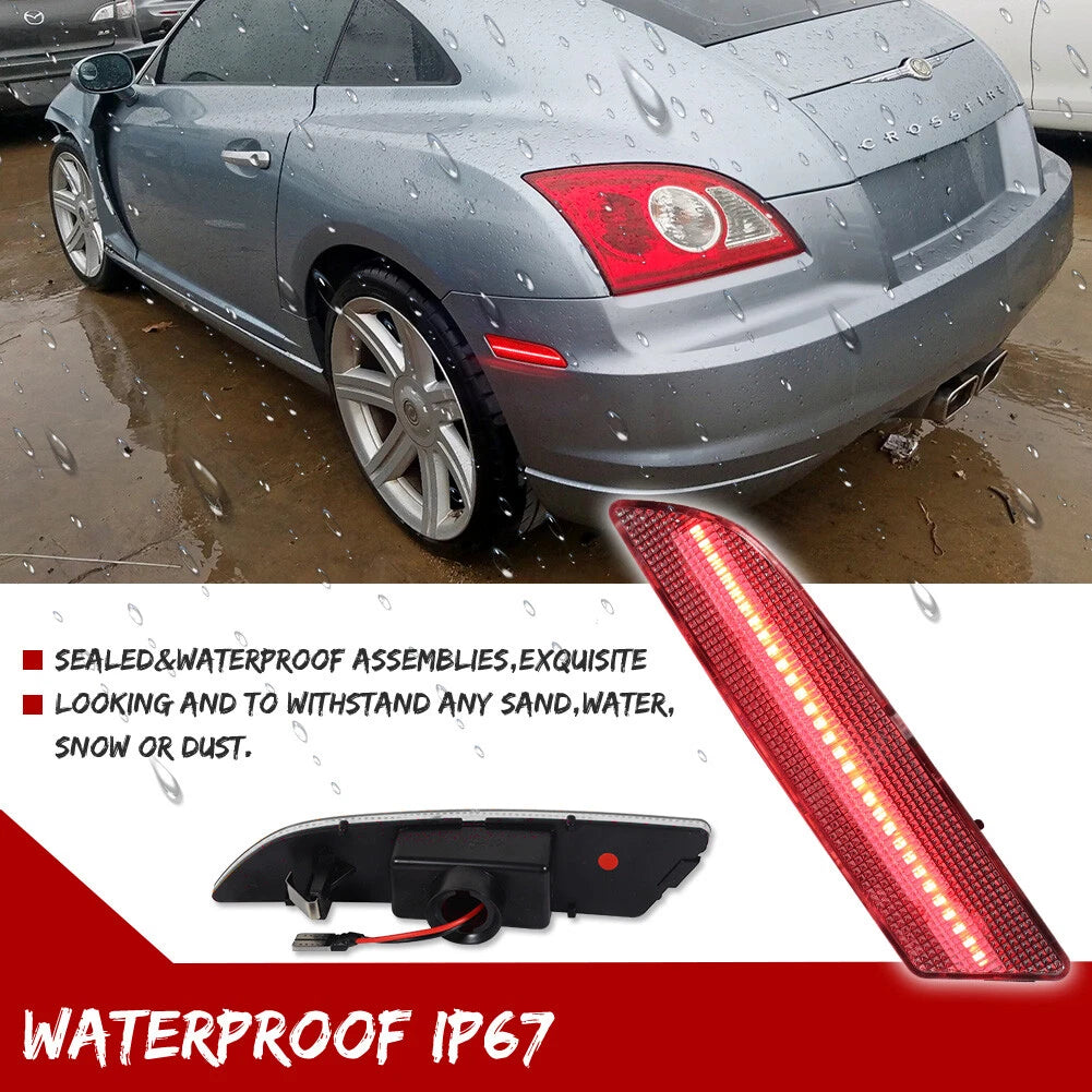 2X LED Clear Lens Rear Side Marker Lights for Chrysler Crossfire (2004–2008)