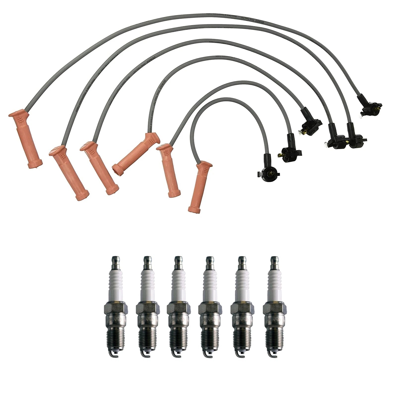 Denso 8mm Wire Set & 6 U-Groove Spark Plugs Kit for Ford 4.0L V6