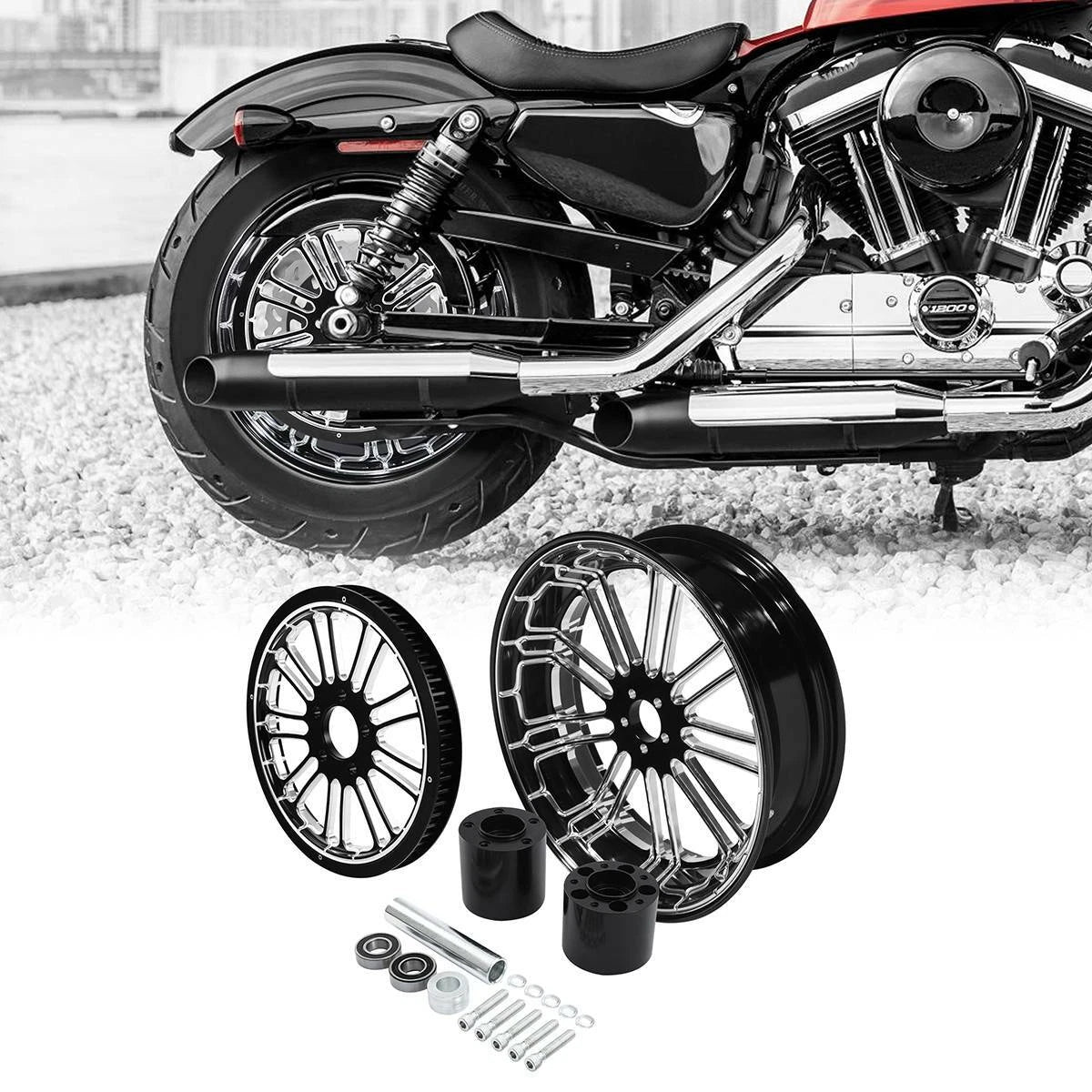 18" Front & Rear Wheel Rim Hub & Belt Pulley for Harley Touring (2009–2023)