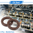 Set of 2 Oil Seal Rotary Shaft Seal FKM Rubber 28x42x7mm