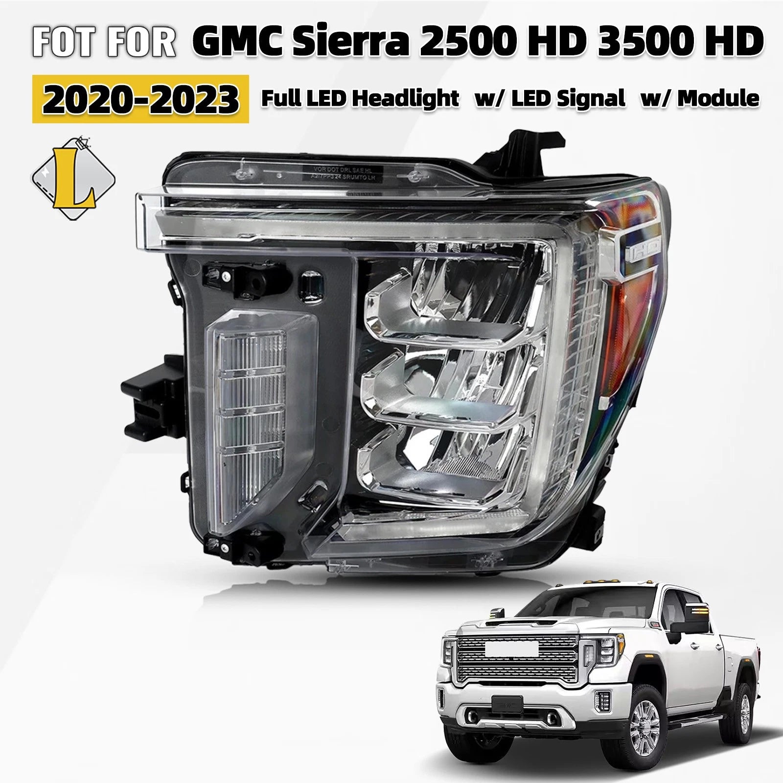 Headlight with LED Signal Light for GMC Sierra 2500 HD (2020–2023)