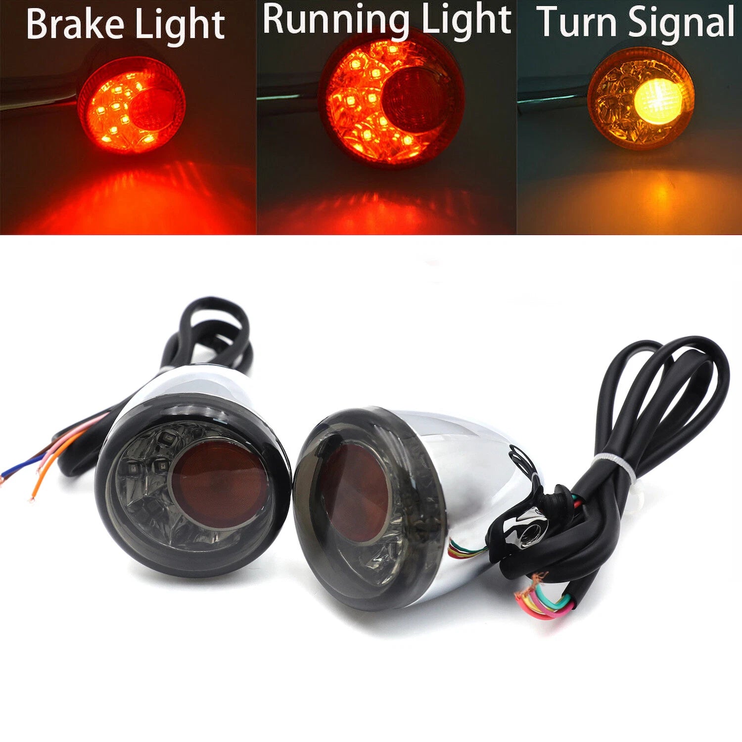 Front Chrome LED Running Brake Turn Signal Indicator Light for H-D XL883 1200 (1992–2017)