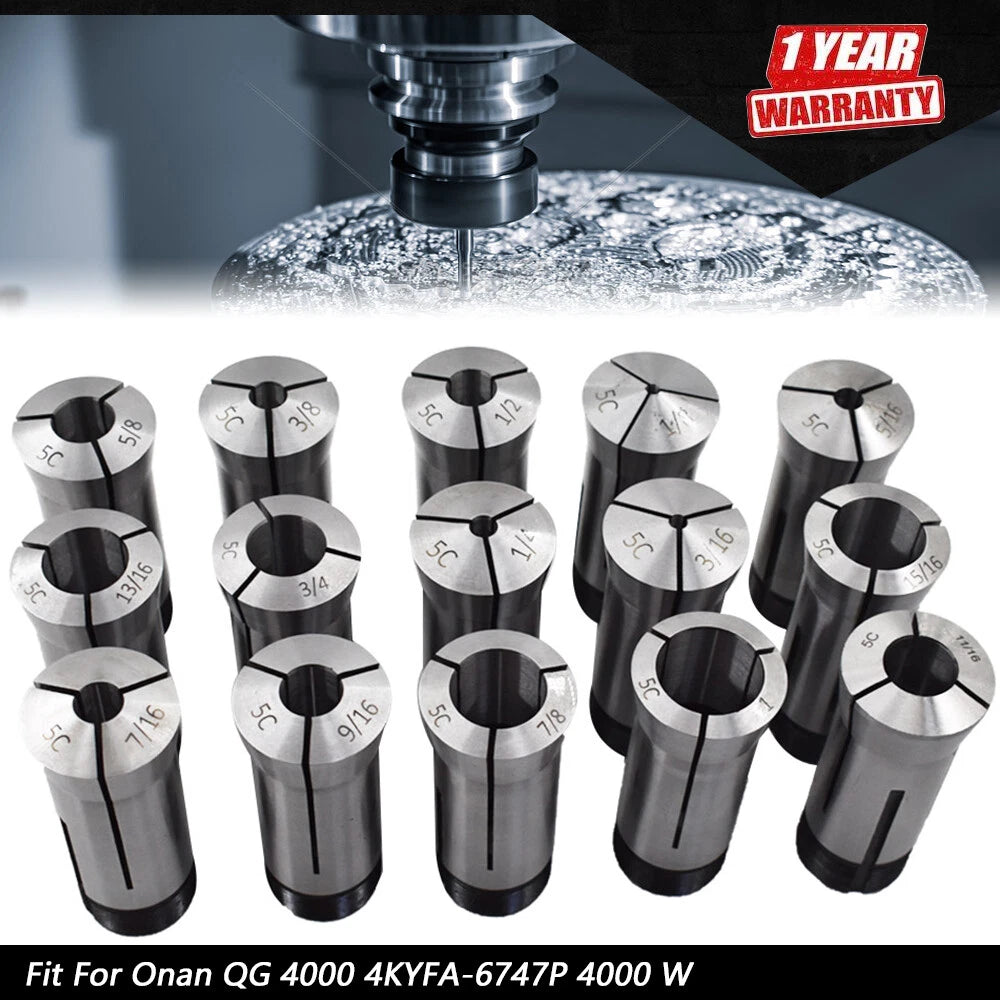 15 Piece Set 5C Round Collet for TIR Precision Machining (0.0005")