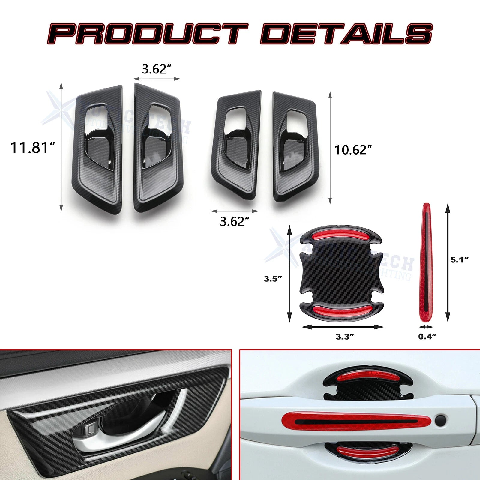Carbon Fiber Texture Door Handle Bowl Trim for Honda CR-V (2017-2022)