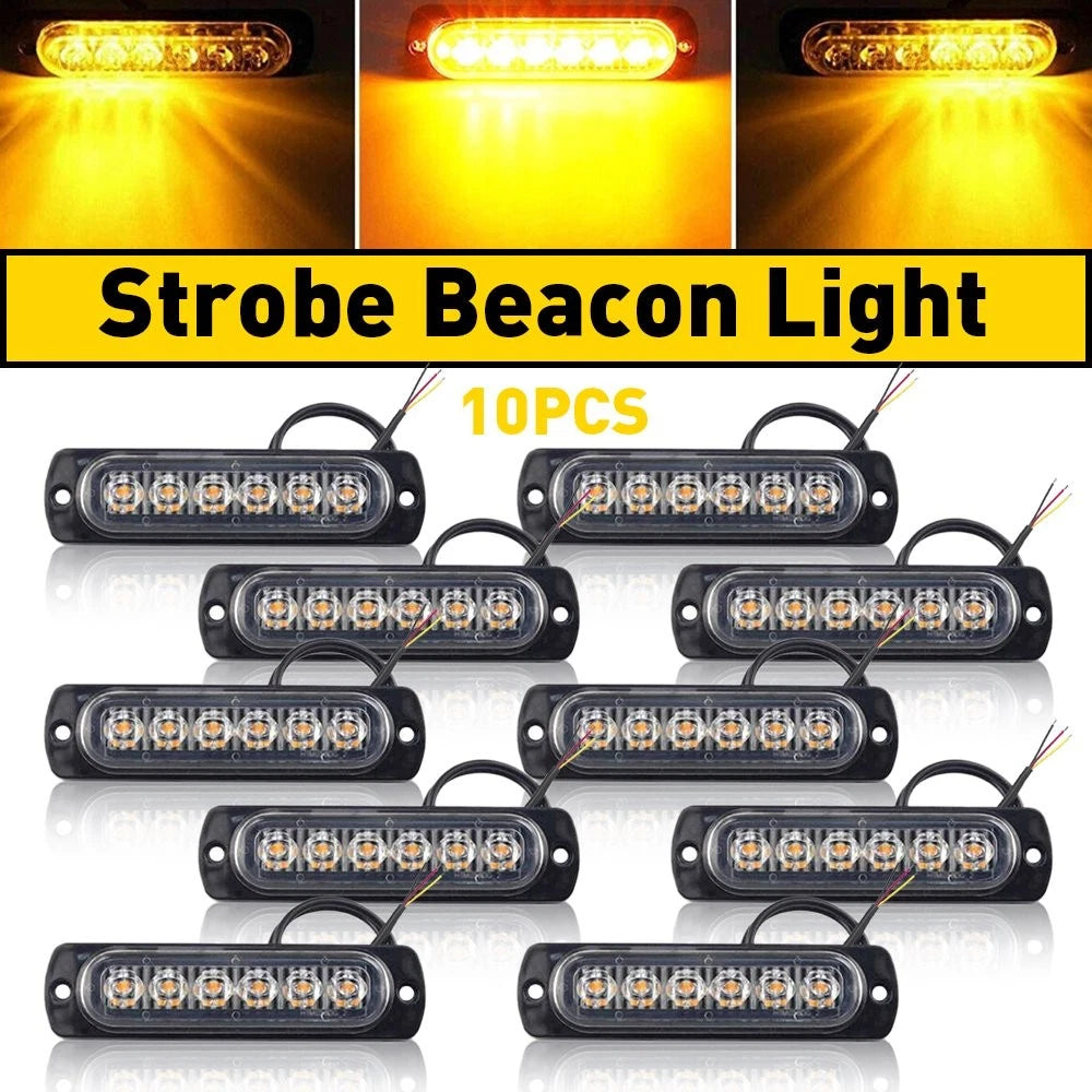 10X Amber Yellow Strobe Lights for Hazard Warning Kit