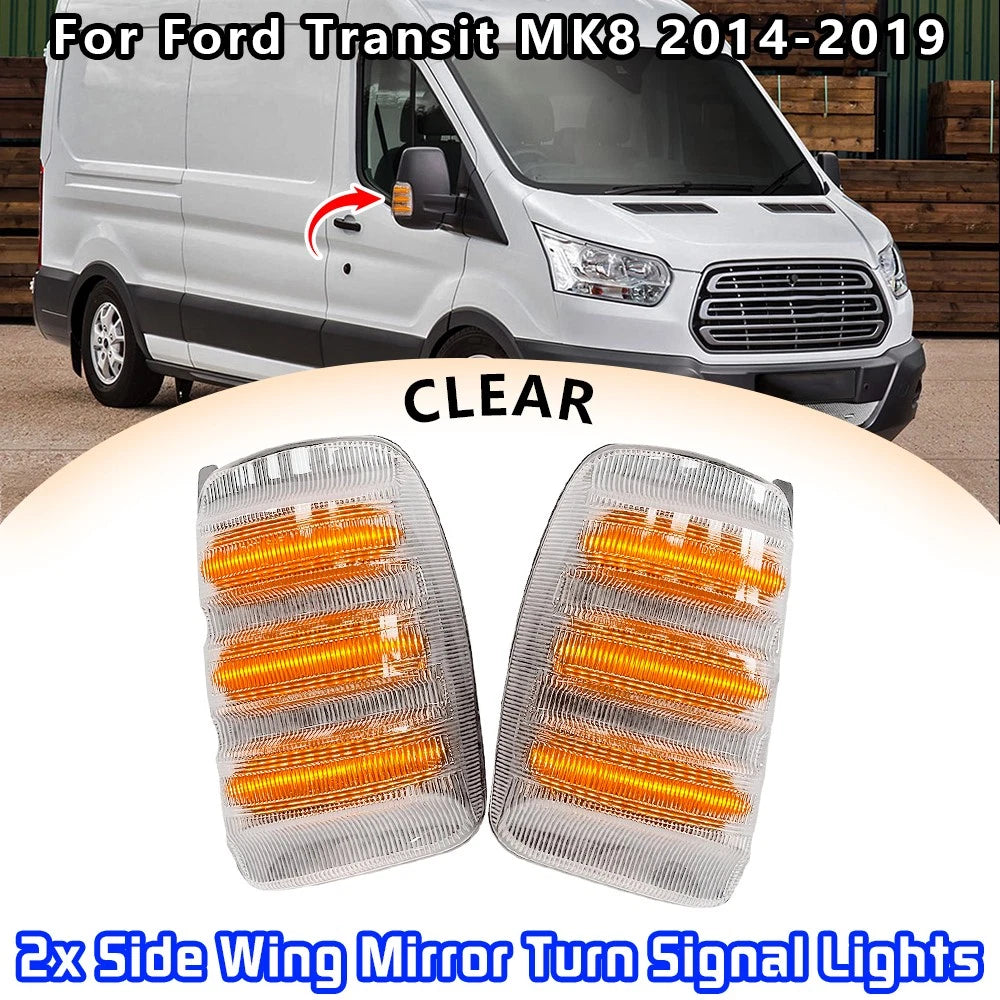 Clear Side Mirror Turn Signal Light Pair for Ford Transit 150 250 350HD (2015–2023)