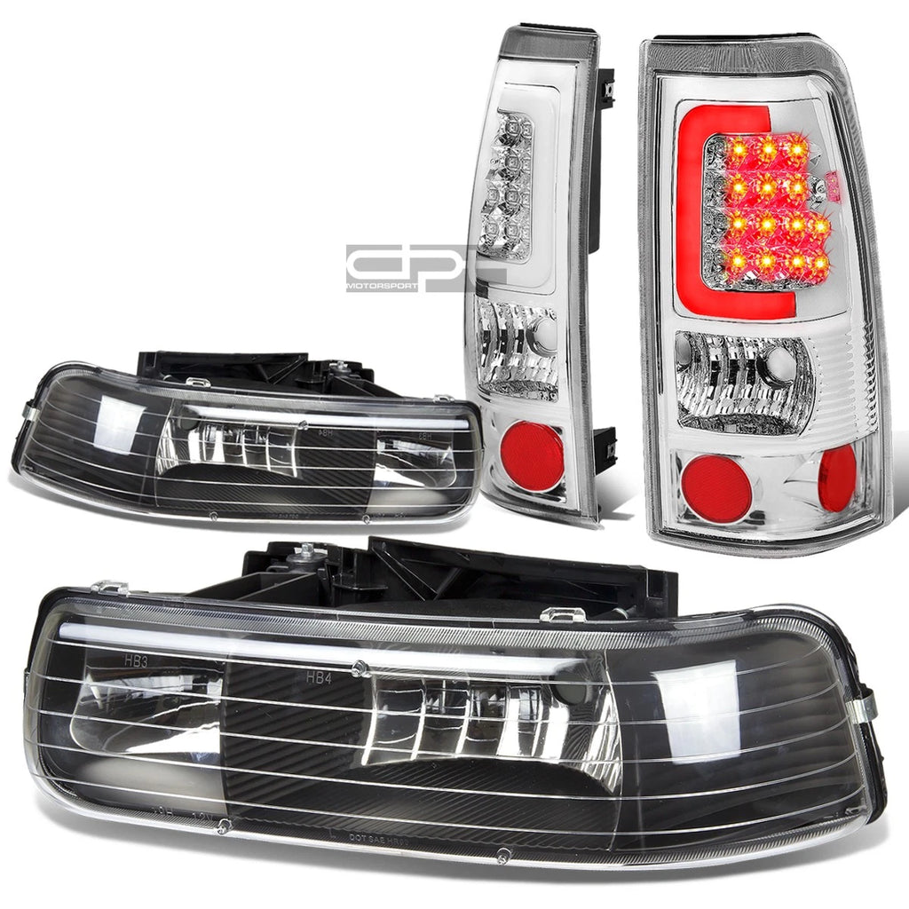 Headlight and Tail Light Set for Silverado (1999–2002) - Black Crystal, Chrome, LED