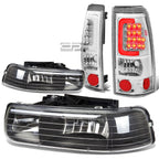 Headlight and Tail Light Set for Silverado (1999–2002) - Black Crystal, Chrome, LED