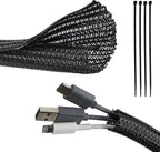 Braided Wire Cable Sleeve 3/8" x 10 Feet UL94-V0 Split Loom Protector