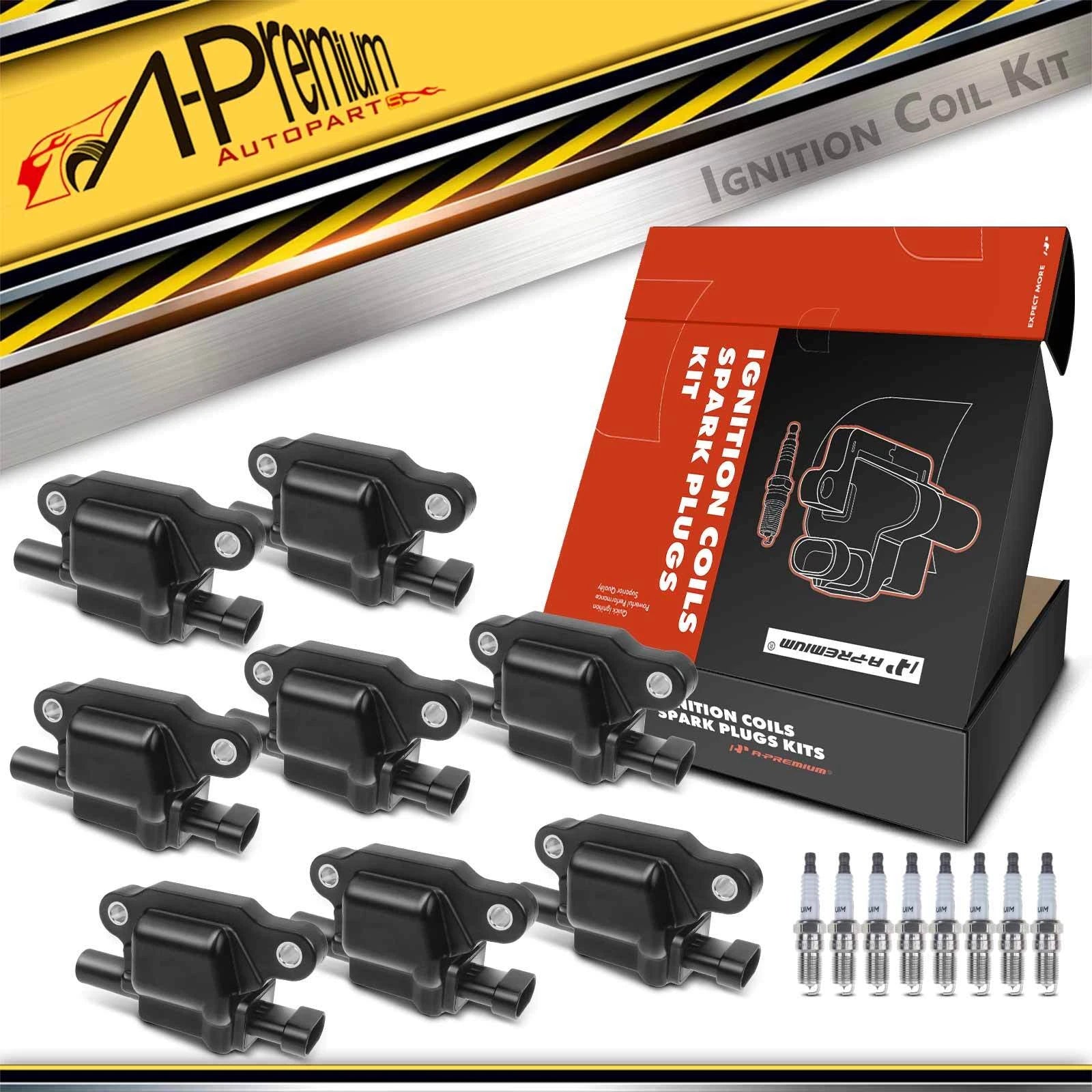 8x Ignition Coil & Iridium Spark Plug for Silverado 1500 (2007–2013) GMC