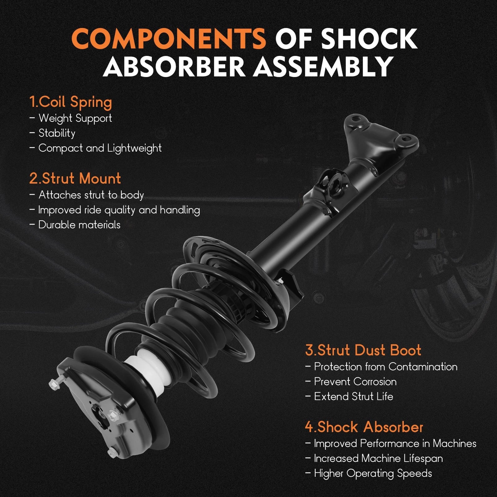 Front Pair Struts & Shocks for Mercedes-Benz C350 (2008-2014)