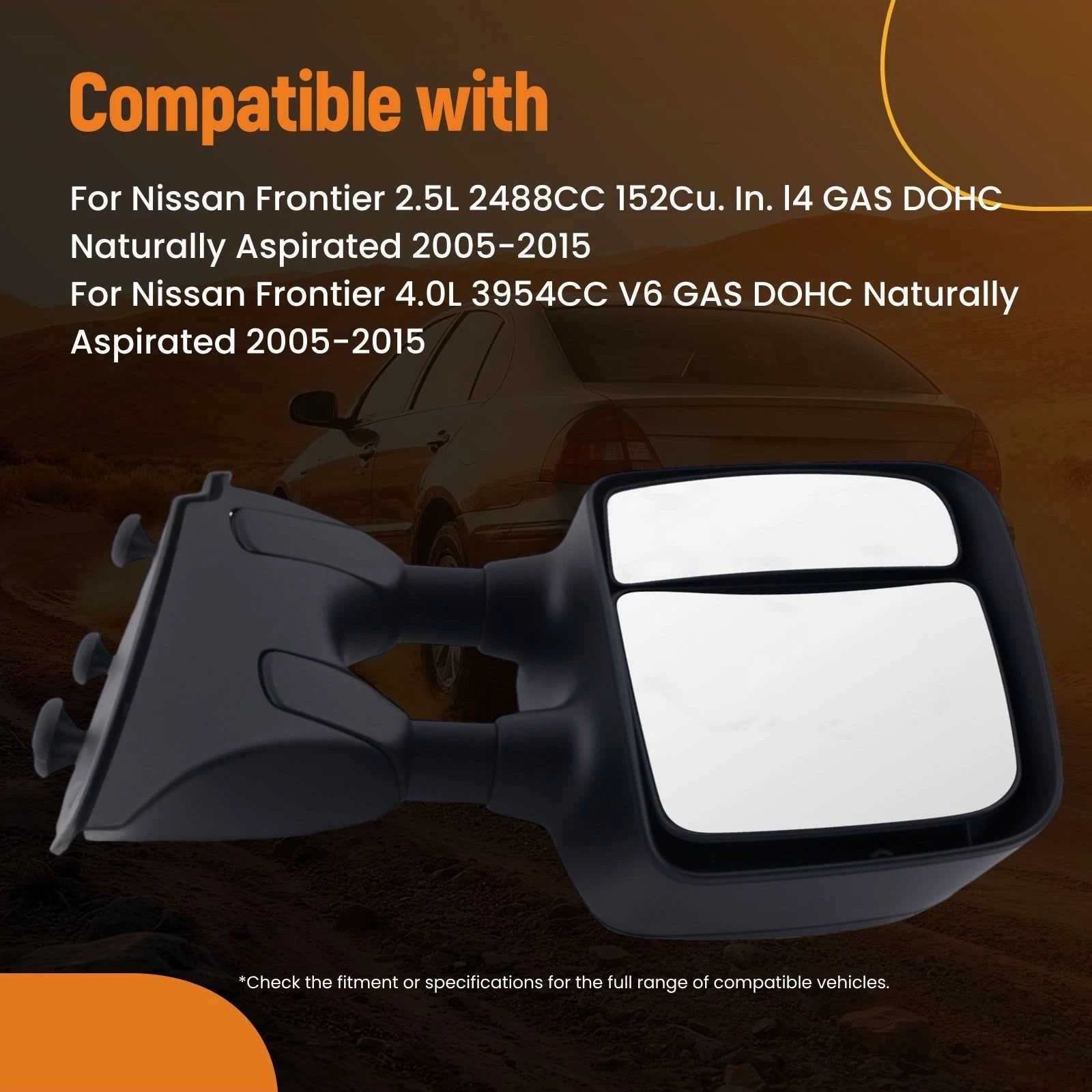 Left Side View Mirror for Nissan Frontier (2005–2015) Manual 963029BC9A Black