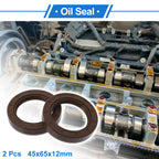 2X Oil Seal Rotary Shaft Seal FKM Rubber 45x65x12mm for Various Models 