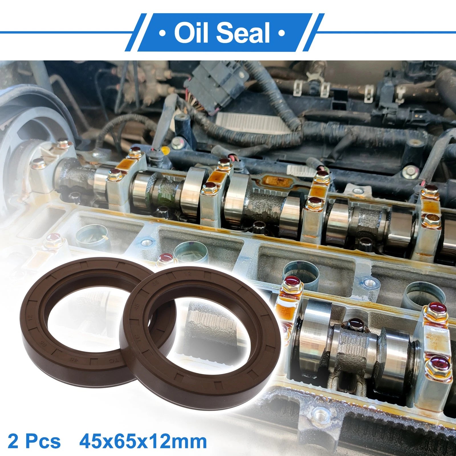 2X Oil Seal Rotary Shaft Seal FKM Rubber 45x65x12mm for Various Models 
