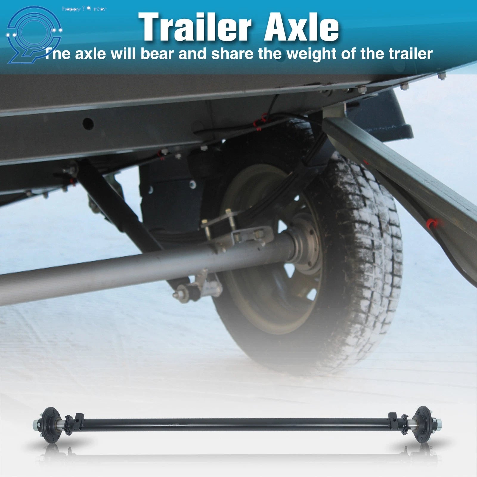 Trailer Axle 7000 lb Idler 8 Lug 95" Hubface 80" Spring Center 8x6.5 Bolt