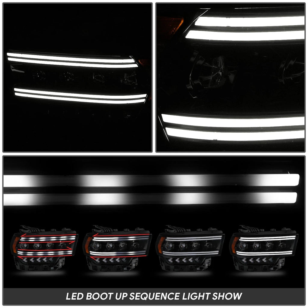Black Amber LED Sequential Chasing Projector Headlights for Ram 2500 (2019–2024)