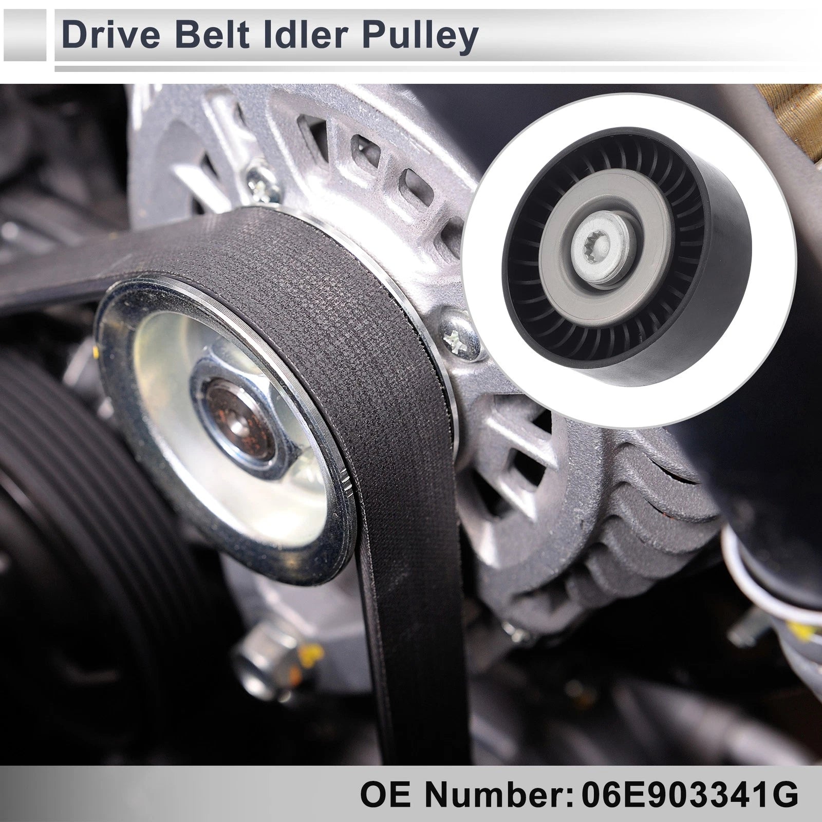 Drive Belt Idler Pulley for Audi A5 (2005–2016) No. 06E903341G Black
