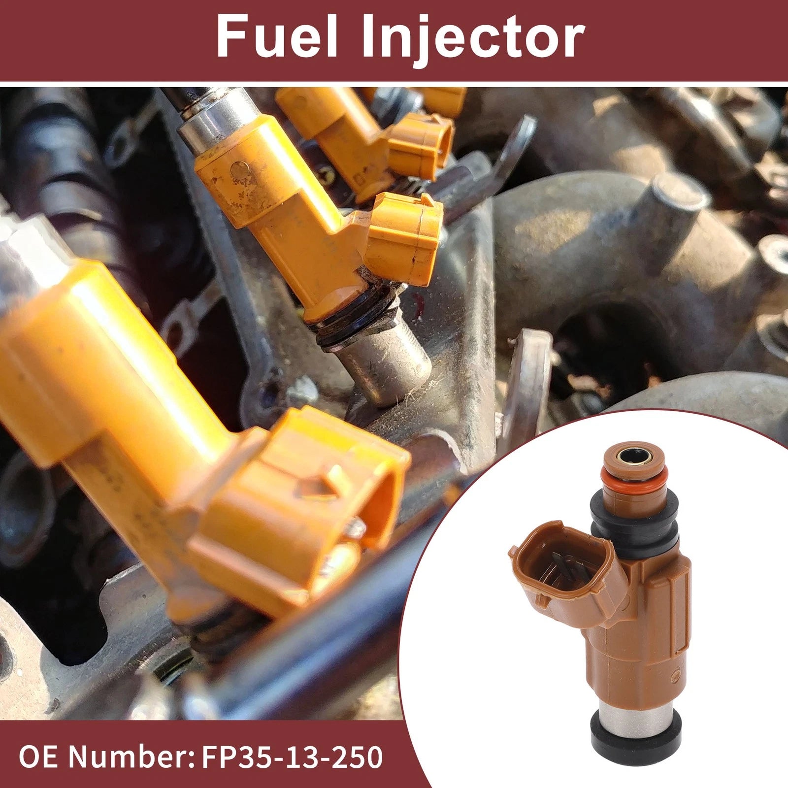 Fuel Injector No.FP35-13-250 for Mazda 626 (2000–2001) 1 Pc Brown