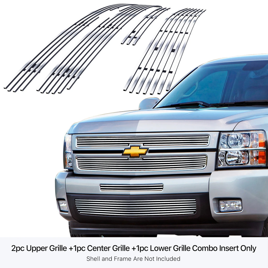 Chrome Billet Grille Insert Combo for Chevy Silverado 1500 (2007-2013)