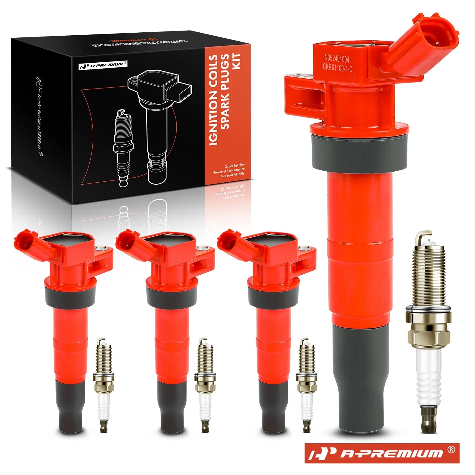 Set of 4 Ignition Coils and 4 Iridium Spark Plugs for Hyundai Sonata 