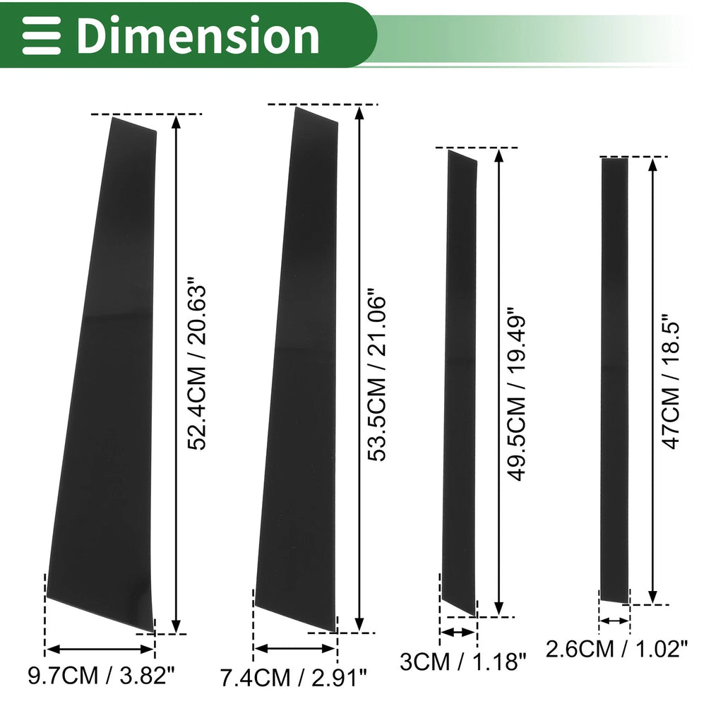 8 Pcs Door Pillar Window Trim for BMW X5 (2007–2013) Black