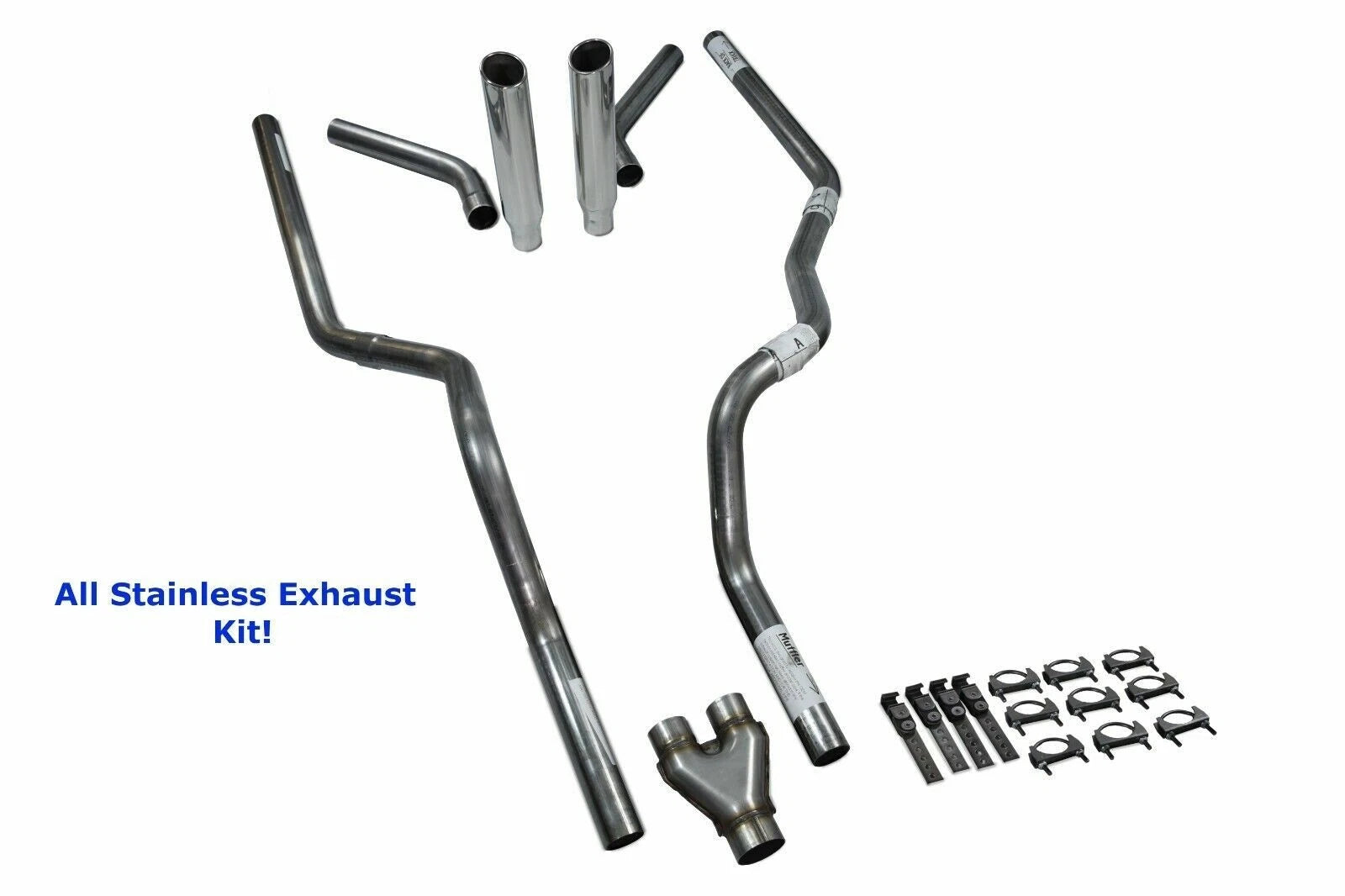 Dual Exhaust Kit for Chevy GMC 1500 (2015–2018) - Stainless Steel, Rolled Exit